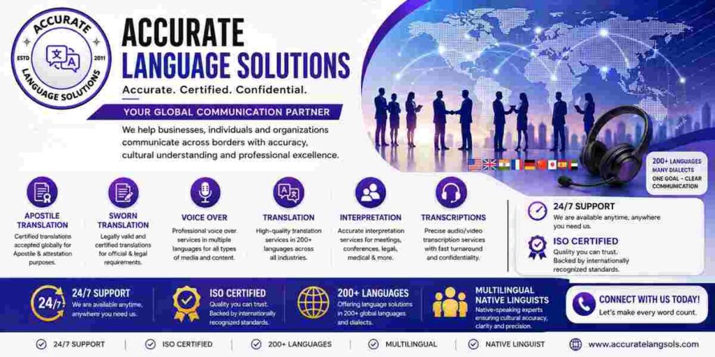 Accurate Language Solutions Expands Multilingual Communication Services for Businesses and Organizations 1 Accurate Language Solutions team providing multilingual communication and translation services