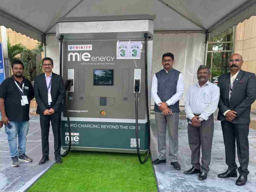 Trinity Cleantech ME Energy 150 kW bioethanol off-grid EV charger displayed at India Energy Summit 2026