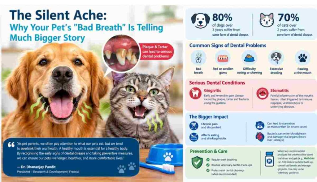 Veterinarian examining the teeth and gums of a dog during an oral health checkup