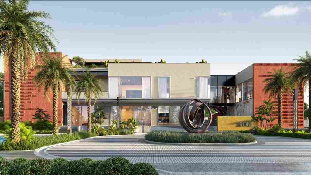 Modern gated community villa and clubhouse view at Lohia One residential project in New Moradabad