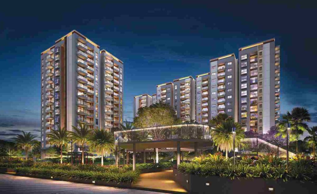 Architectural elevation of Mahendra Solterra 3 BHK towers in Electronic City Phase 2 Bengaluru